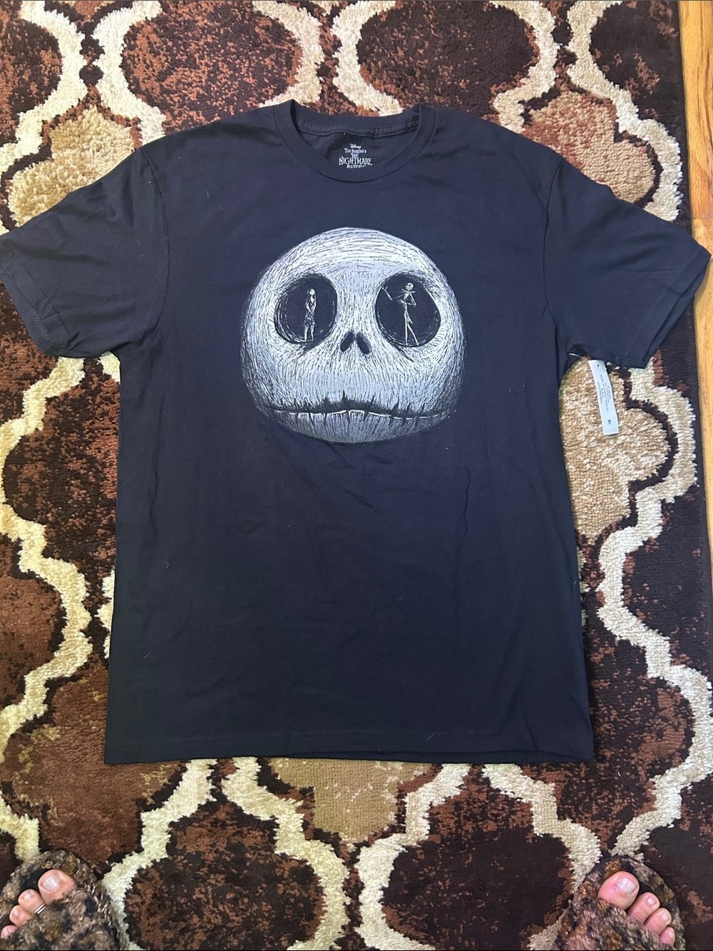 NWT Nightmare Before Christmas  Black Short-Sleeve Tee with Large Skull Graphic